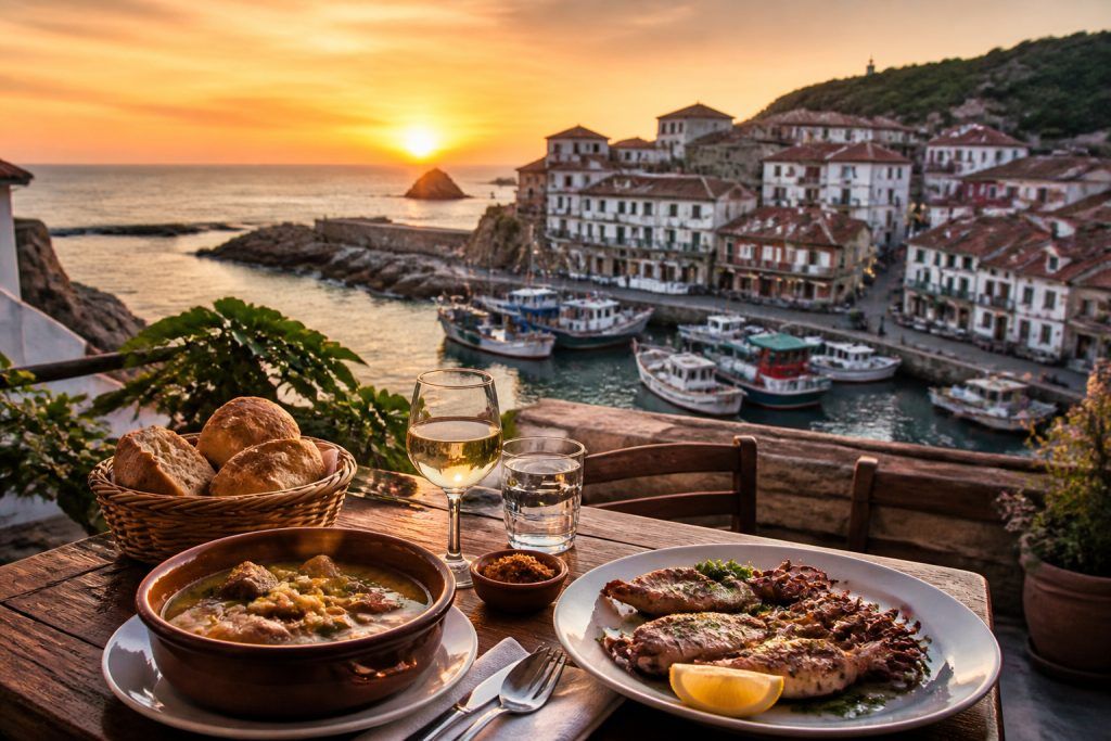 Diner basque au coucher du soleil a biarritz