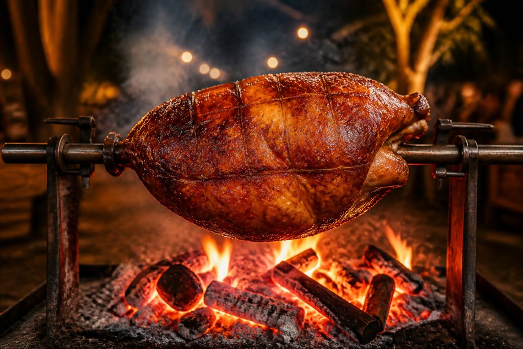 Jambon a la broche dore et croustillant