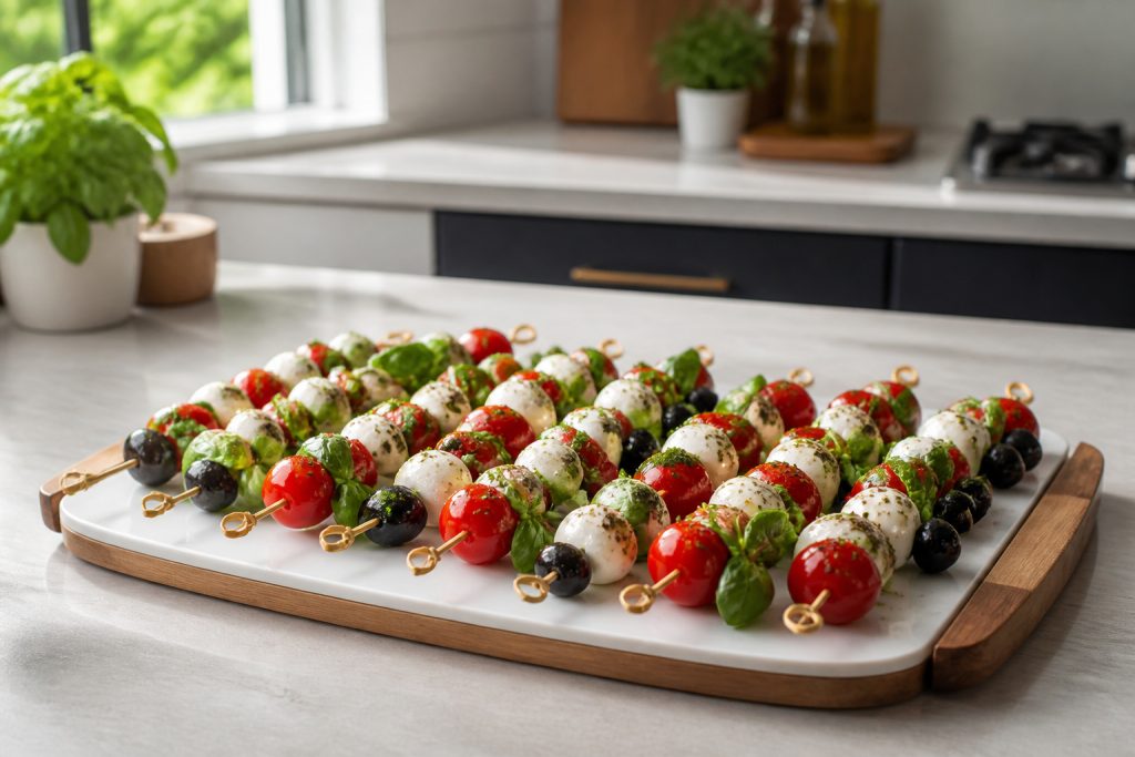 Brochettes aperitives pretes a lavance