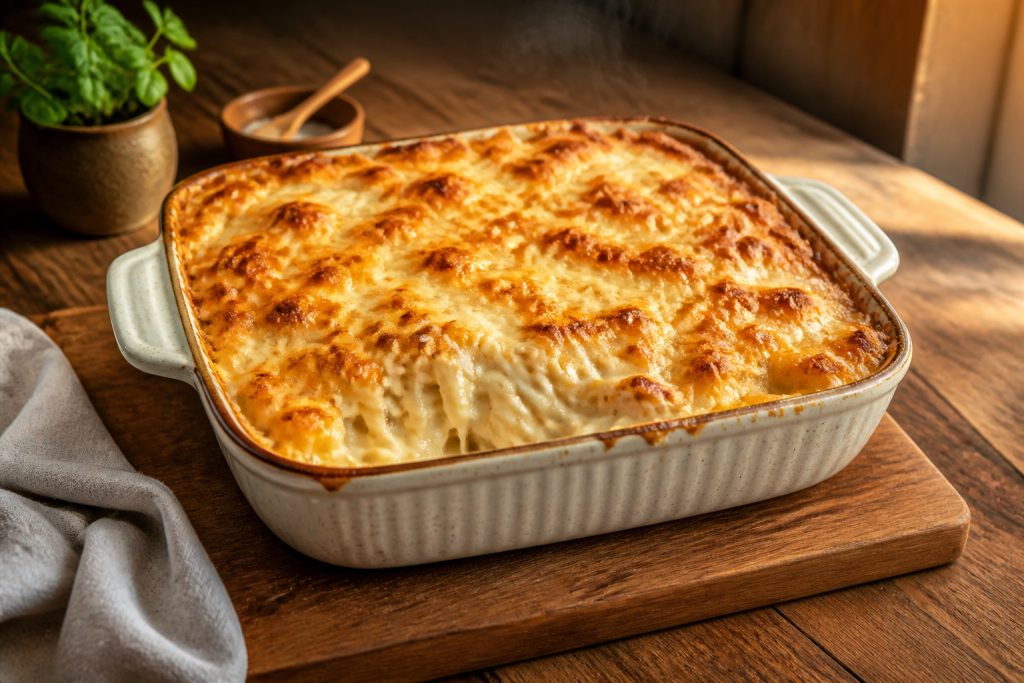 Gratin de pates maison croustillant et cremeux