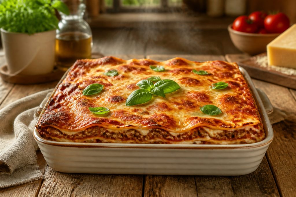 Lasagnes maison dorees et fumantes