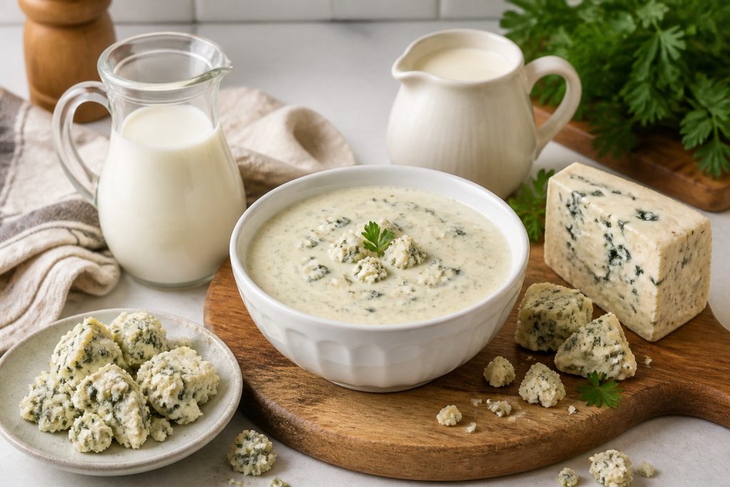 Sauce roquefort cremeuse et ses ingredients