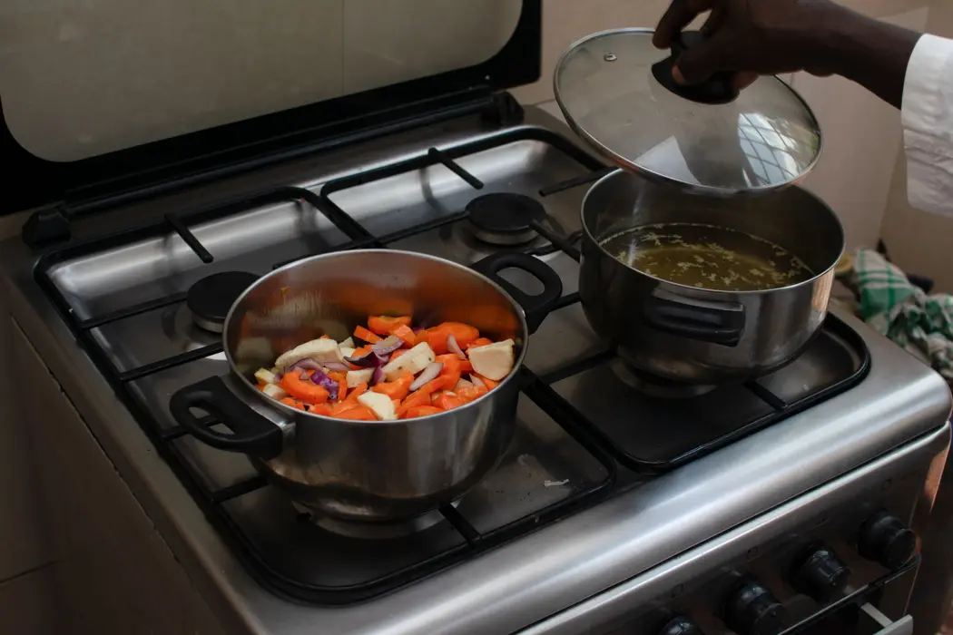 Plat mijoté dans une cocotte en fonte